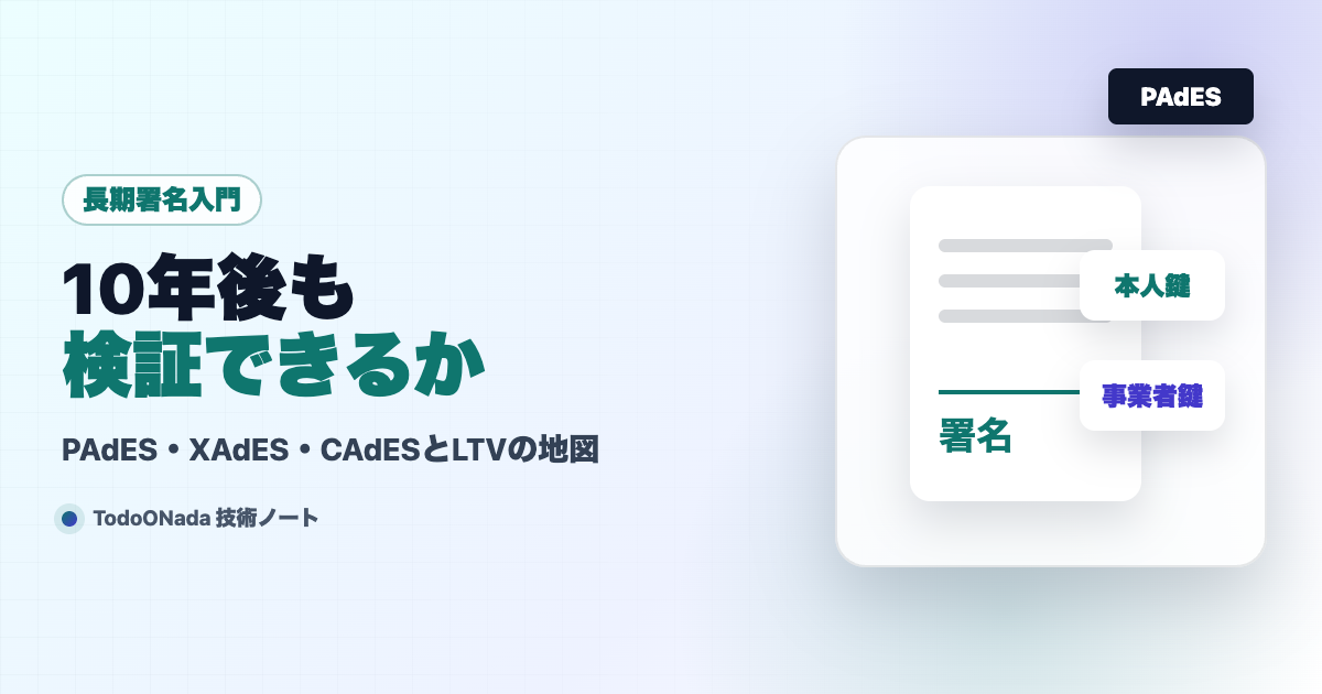 長期署名とLTV。PAdES・XAdES・CAdESの地図